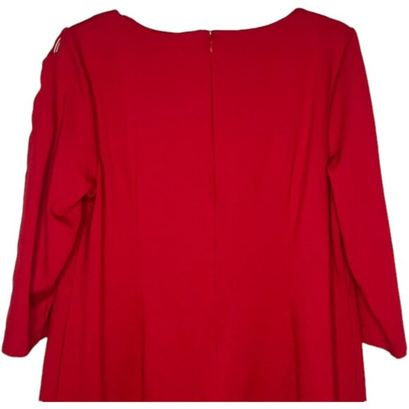 RSVP by Talbots Ponte Sheath Dress Scalloped Sleeve Detail - Red - 16P - Picture 7 of 10